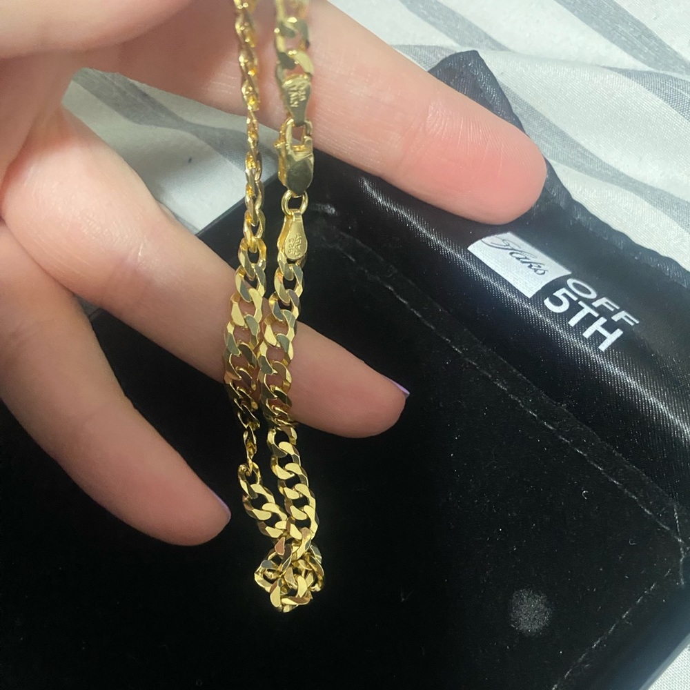 saks 18k gold plated men’s curb chain bracelet
